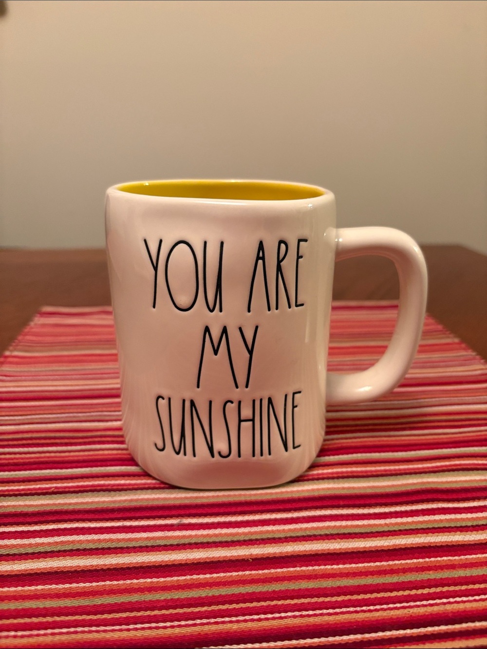 Rae Dunn You Are My Sunshine White Ceramic Mug with Yellow Interior
